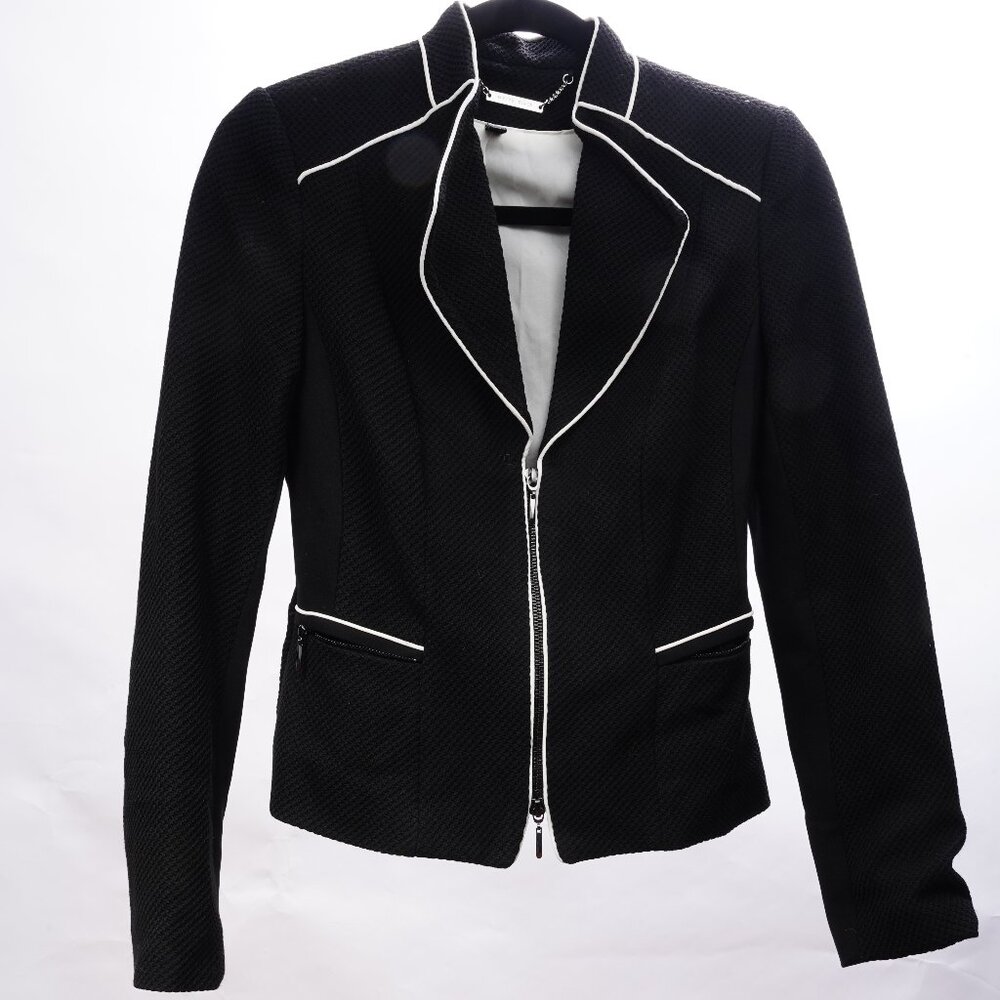 White House Black market jacket black with white piping size 0 NWOT